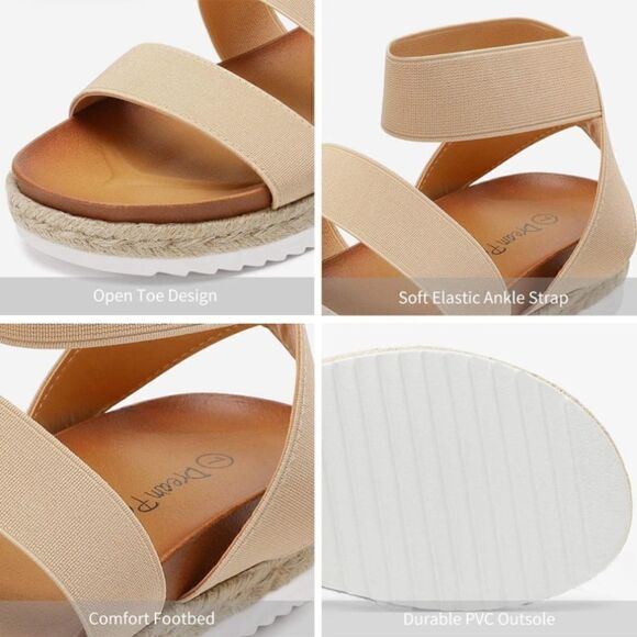 Dream Pairs Jimmie Nude Espadrille Elastic Flexible Ankle Strap Platform Sandals - Picture 11 of 12